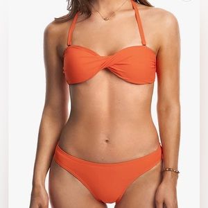 NWT Orange Push Up Twist Top Halter Bikini w/Scoop Bottoms NWT S Swim Suit New!